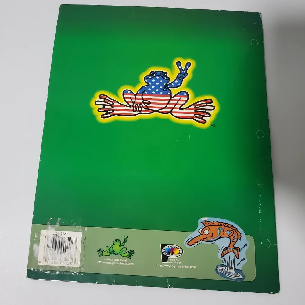 Vintage Peace Frogs Folder 90s Y2K School Office Retro Hippie Peace Sign 2000s